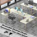 SHW Mission 55 x 60 Inches L-Shape Home Office Computer Desk, Maple