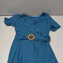 Women's Elegant Criss-Cross V Neck Vintage Short Sleeve Work Casual Fit and Flare Tea Dress with Pockets 980 (Large)