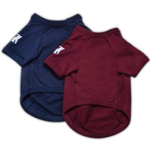 Koneseve Dog Shirts Soft Cotton Dog Clothes Stretchy T-Shirt for Small Medium Large Dogs Cat Shirt Breathable Puppy Outfit Kitten Apparel Pet Pullover Tee Blank Basic Sweatshirt 2-Pack Blue & Red L