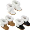 Bencailor 3 Pairs Doll Shoes 18 Inch Doll Boots Winter Dolls Snow Boots Christmas Accessories for Dress up(Black White Brown)