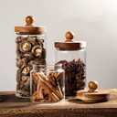 Glass Jars with wooden lids for spices, sugar, beans, nuts or pasta (30oz (900ml))