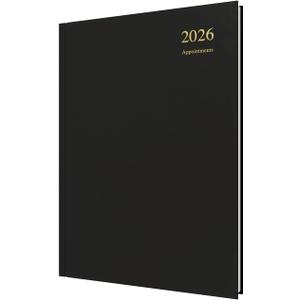Collins - Essential - 2026 12 Month Calendar Year Planner, Day-To-Page with 1/2 Hourly Appointments Diary, A4 Hard Cover - Black (ESSA41A.99-26)