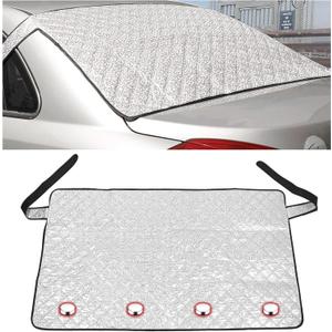 Car Rear Windshield Cover, Magnetic Auto Rear Windscreen Snow Ice Cover, 4 Layers All-Weather Ice Frost Snow Protector, Automotive Winter Accessories for Most Vehicles