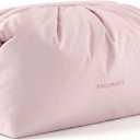 BAGSMART Makeup Bag Travel Toiletry Bag, Cute Make Up Bag, Large Capacity Cosmetic Bags for Women, Wide-open Makeup Pouch Travel Essentials Toiletries Accessories Brushes (Pink)