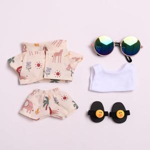Clothes for 17cm Dolls Cool Style Doll Outfit 5 Piece Set Including a Coat, T-Shirt, Pants, Sunglasses and Slippers - Dolls Clothes Accessories - No Doll (White)