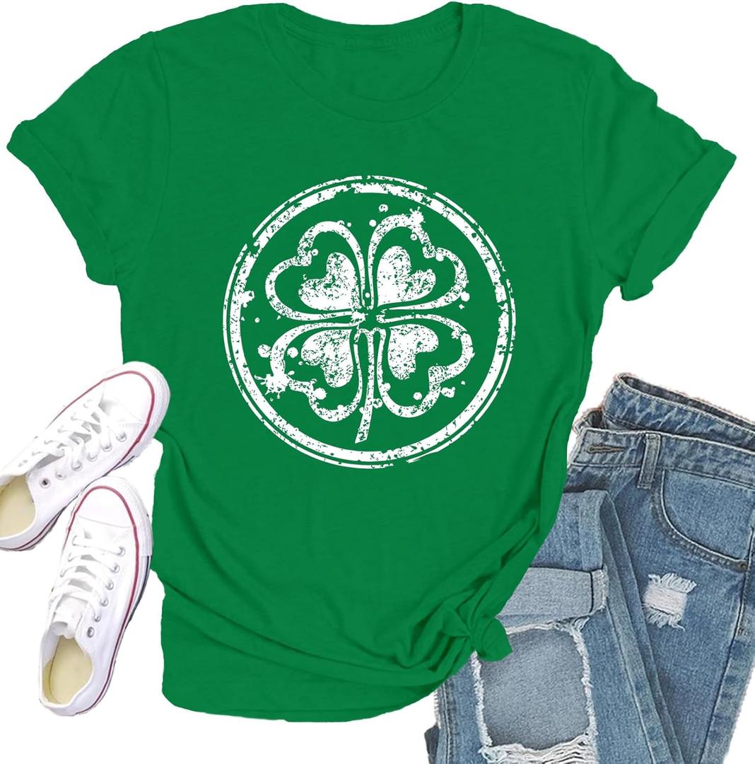 St Patricks Day Shirt Women Saint Patricks Day Shirts Irish Shamrock Tee Top (Large, Green1)