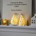 2 x Ceramic Christmas Tree Gnomes Decoration for Tabletop Christmas Decor Indoor, White Gnome Lighted Ceramic Trees Decor