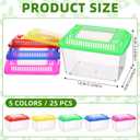 LemonRoad 25 Pcs Plastic Reptile Terrariums Carrier Cage Enclosure Snake Breeding Box Hatching Container Fish Tank with Ventilated Lid for Tarantula Spider Turtle Hermit Crab Lizard (5.1x3.5x3.5 Inch)