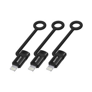 [MFi Certified] 36W USB C to Lightning Cable Adapter, Support Data Sync/PD Fast Charging Compatible with iPhone iPad AirPods, with Anti-Lost Holder - Black 3 Pack