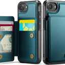 Vinich for iPhone 17e / 16e Wallet Case with Card Holder, RFID Blocking Credit Slots Kickstand Shockproof Phone Cover Fit for iPhone 16e & 17e 6.1" Bluish Green