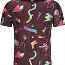 KYKU 80s Costume 90s Clothes Hawaiian Shirt for Men Button Down Shirts Short Sleeve Retro Disco Outfits (Small)