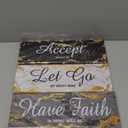 iKNOW FOTO 3 Pieces Black Grey and Gold Wall Art Accept Let Go Have Faith Bedroom Wall Decor Rustic Marble Inspirational Quotes Decor Women Girl Bedroom Bathroom Each Size 4x12 Inches