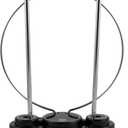 GE Traditional Rabbit Ears Indoor Black TV Antenna, 15 inch Extendable Dipoles and Circular Loop, Tabletop Antenna, Digital, HDTV Antenna, Smart TV Compatible, 4K 1080P VHF UHF, Compact Design, 33676 Rabbit Ear Antenna