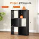 DUMOS 6-Cube Storage Organizer, Open Bookshelf 3 Removable Panels | Display Storage Bookcase for Living Room, Bedroom, Entrance Hall, Home Office, 36" Lx11.6 Dx24 H, Black