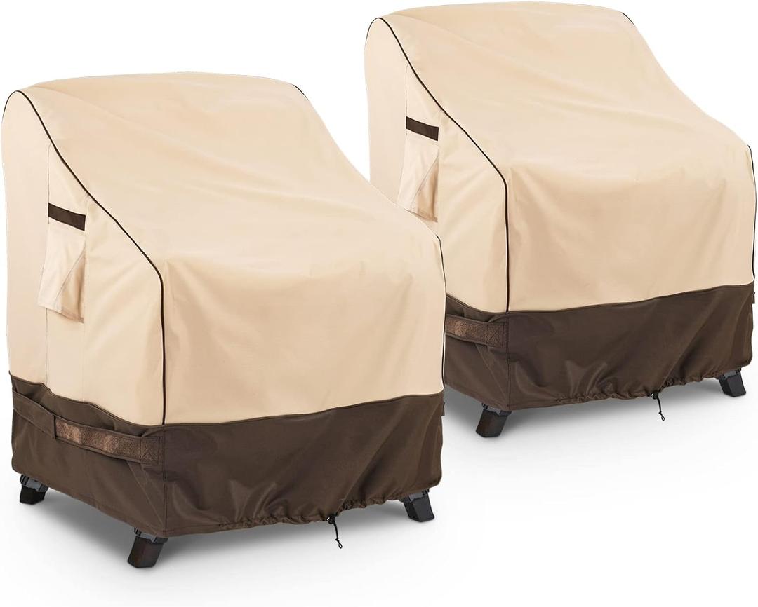 KylinLucky Patio Furniture Covers Waterproof 33W x 34D x31H inches, 2 Pack, Lawn Outdoor Chair Cover Khaki