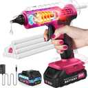 100W Cordless Hot Glue Gun and Sticks Set with Battery and Charger, Full Size Glue Gun Cordless & Rechargeable 12pcs 0.43'' Glue Sticks, Wireless Battery Powered Hot Glue Gun for Crafts & DIY (Pink)
