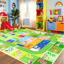 Alphabet Rugs for Kids Playroom - ABC Rug for Classroom with ABC Alphabet,Animals Colors,ABC Carpet for Children Playroom Cartoon Kids Play Mat for Bedroom Decor,Green,2.5x4 Feet