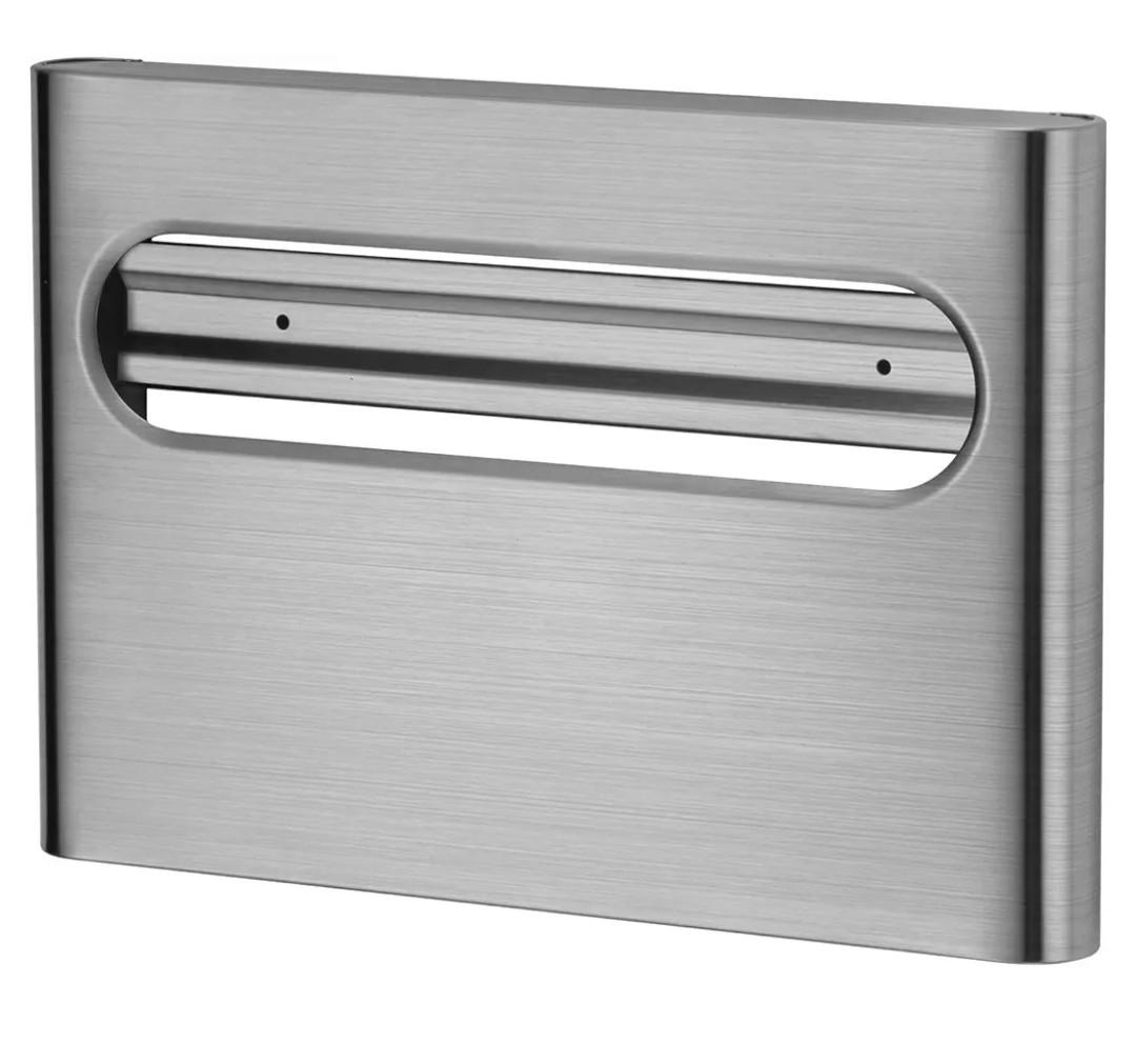 Stardrix Slim Brushed Stainless Steel Toilet Seat Cover Dispenser – Designer Wall-Mount Holder with Curved Edges and Large Capacity for Single or 1/2 Fold Covers, Aesthetic and Modern Look