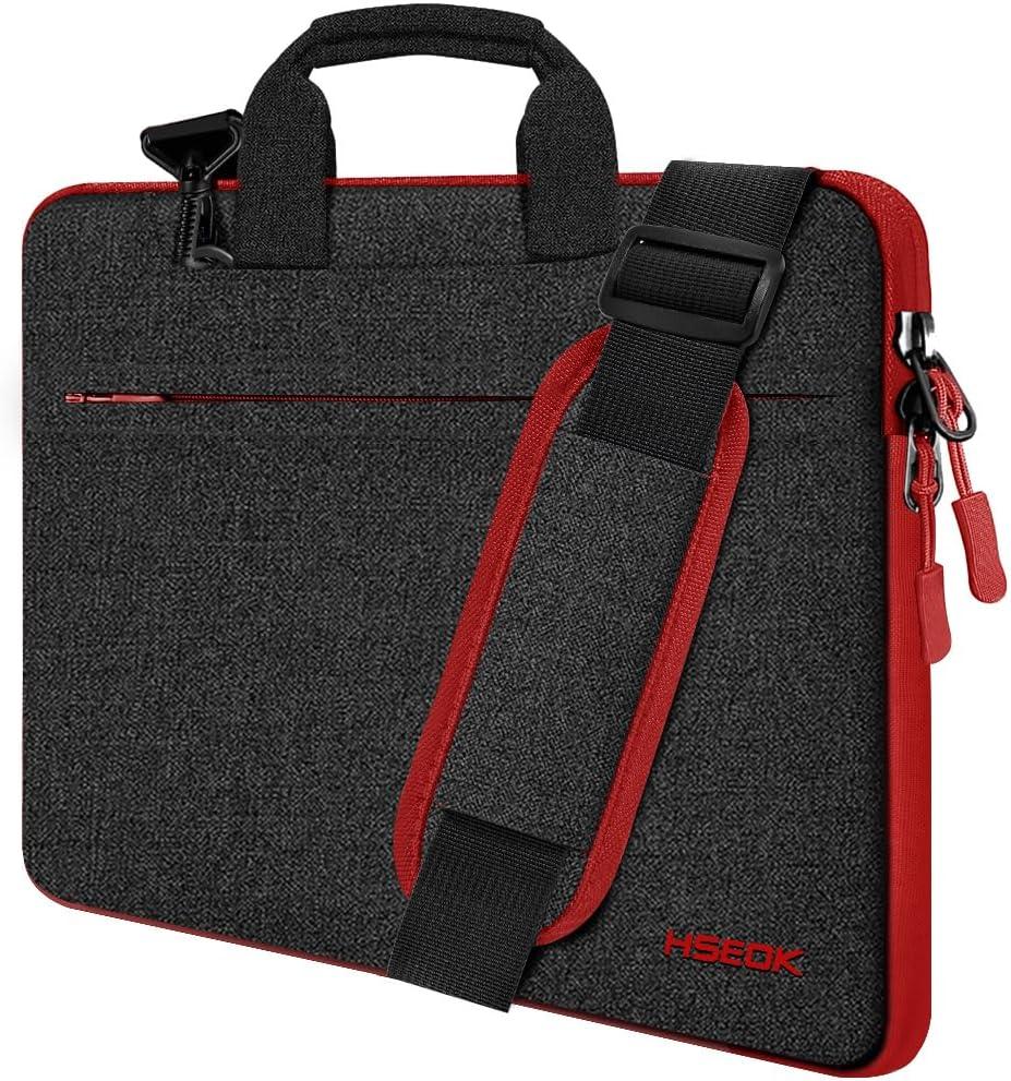 Hseok Laptop Shoulder Bag 13 13.3 14 Inch Case Compatible with MacBook Pro/Neo 14" M5/M4/M3/M2/M1,Mac Air/pro/Neo 13" and Most 13 13.3 14 Notebooks,Spill-Resistant Briefcase,Black & Red