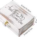 Hicarer Wedding Ring Bearer Box and The Two Become One Mr. and Mrs. Diamond Ring Box Holder Elegant Wedding Gift, 5W x 6D x 2H(White)