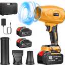 Cordless Leaf Blower, Powerful Handheld Electric Blower with 22.0Ah Batteries & Charger, 600,000 RPM, Extended Nozzle, Lightweight Leaf Blowers for Patio, Leaves, Lawn, Yard, Dust, Snow, Car Cleaning (Yellow)