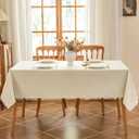 Seenus Beige Fabric Tablecloth Fits 5 Foot Rectangle Table, Spill Resistant & Wipeable Table Cloth, Textured Fabric for 6 Seats Dining Table Kitchen Party, 60 x 84 Inch