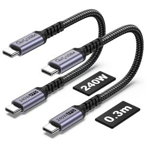 1FT USB 4 Cable 2 Packs, 240W USB C to USB C Cable, 40Gbps High Speed Data Transfer and Single 8K or Dual 4K Display Video Output Compatible with Thunderbolt 4, MacBook Pro, iPhone 15/16 Plus