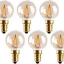 E14 Vintage Edison LED Light Bulbs 1W Non-Dimmable, European Base Warm White 2200K 10 Watt Replacement G40 Equivalent Filament Mini Globe Bulb for Decorative Lamp, Amber Glow, 110V (6 Pack)