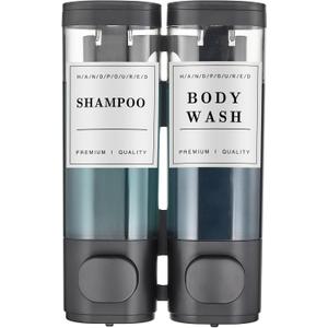 Shampoo and Conditioner Dispenser,Unisense Shower Soap Dispenser 2 Chamber No Drill Wall-Mounted Shampoo Dispenser for Shower Wall Mounted Shower Dispenser for Bathroom Hotel Large Capacity,Black