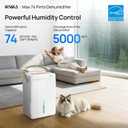 KNKA Energy Star 5000 Sq.Ft Dehumidifier for Basement, Max 74 Pint/Day