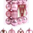Aitsite 24ct Christmas Tree Ornaments Set 1.57 inches Mini Shatterproof Holiday Ornaments Balls for Christmas Decorations (Pink)