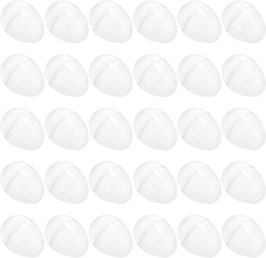 Easter Eggs 2.4 - Clear Fillable Easter Eggs - 30 Pcs Easter Basket Stuffers - Clear Eggs Bowl and Vase Filler Faux for DIY Spring and Easter Decorations (Clear)