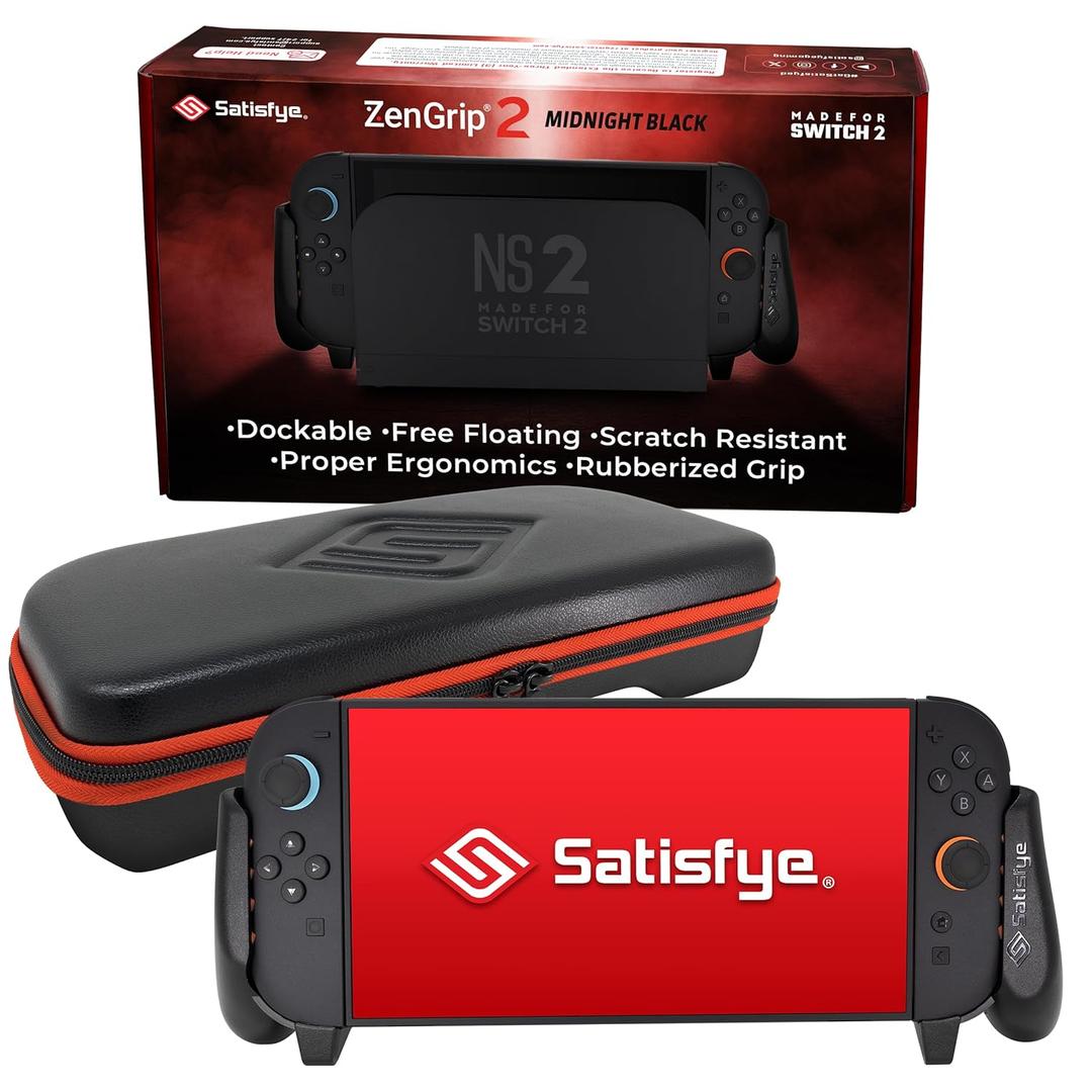 Satisfye  ZenGrip 2 Slim Bundle, Accessories Compatible with Nintendo Switch 2 - The Bundle includes: ZenGrip 2, Slim Case (Fits Switch 2 only) (black)