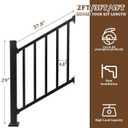 Akenow 36 in. H x 3 ft. W Deck Railing Kit, Black Porch Railing with Post, 1 Post+1 Panel All-in-One Installation, AAMA 2604 Coat Modular Deck Kits for Outdoor Steps Decks, Porches & Balconies Stairs