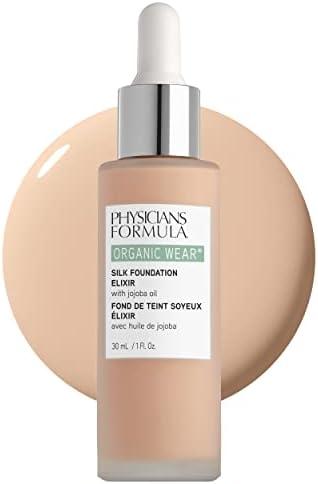 Physicians Formula Organic Wear All Natural Liquid Foundation Elixir Fair, Full Coverage | Dermatologist Tested, Clinicially Tested, 01 - Fair