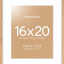 Homeforia 16x20 Wooden Frame, High End Natural Oak 16x20 Light Wood Picture Frame with Mat 11x14, 16 by 20 Poster Frames Matted to 11 x 14 Photo, 20by16 Thin Frames, Tempered Glass, Wall Kit, Set of 1