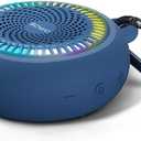 SOWO Bluetooth Shower Speaker Waterproof - Small Portable Speaker Wireless with Louder Volume and Powerful Bass - Colorful Lights and 10H Playtime - Lightweight with Carabiner and TWS - Blue