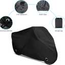 XYZCTEM Motorcycle Cover -Waterproof Outdoor Storage Bag,Made of Heavy Duty Material, Fits up to 97" All Motors(Black& Lockholes& Professional Windproof Strap)