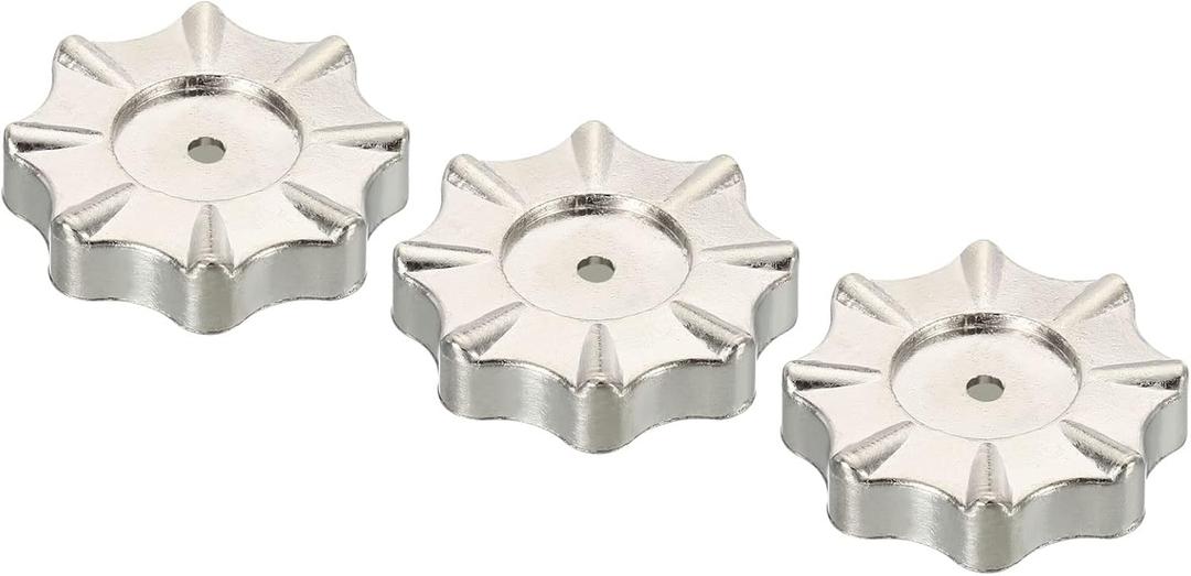 PATIKIL Round Wheel Handle, 3 Pack Faucet Handles Refrigerant Manifold Gauges Knob Square Broach Handwheel Replacement, Zinc Alloy