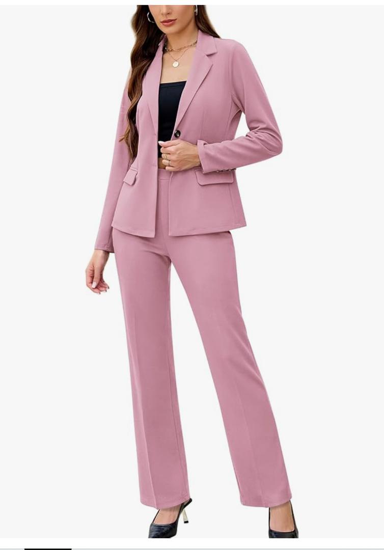 Women's 2 Piece Suits Business Casual Outfits Long Sleeve Solid Blazer with Pants Professional Office Work Sets 2XL