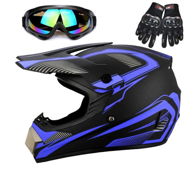 Youth Off-Road Motorcycle Helmets,Children's Helmets for Off-Road Motorcross ​and Mountain Bikes,Comfortable and Light Weight, DOT Quality Certification, Blue (Small)