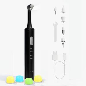 Electric Tooth Polisher, Rechargeable Teeth Polisher with 5 Brush Heads, 4 Speed Modes, Tooth Polishing Kit for Cleaning and Polishing, Teeth Whitening Kit with LED Light, IPX6 Waterproof
