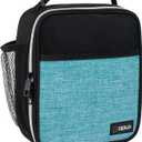 opux Premium Insulated Lunch Box, Soft School Lunch Bag for Kids Boys Girls, Leakproof Small Lunch Pail Men Women Work, Reusable Compact Cooler Tote Lunchbox for Office Adult, Turquoise (Heather Sea Blue)