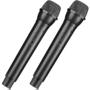Facmogu 2PCS Fake Microphone Props, Plastic Pretend Play Microphone Prop, Realistic Simulate Speech Practice Prop, Faux Mic Props for Halloween, Christmas, Costume, Cosplay, Birthday Party - Black
