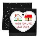 Friendship Gifts for Women Friends I Wish You Lived Next Door Ornament Keepsake Ceramic for BFF Bestie Soul Sister Daughter Birthday Christmas Graduation Long Distance Friendship