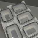 Vtopmart 5Pack 22oz Glass Storage Containers with Lids, Glass Meal Prep Food Container Sets with Snap Airtight Lids for Microwave, Oven, Freezer and Dishwasher, Grey