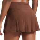CRZ YOGA Women's Quick Dry Pleated Tennis Skirts Mid Waisted Cute Athletic Workout Running Sports Golf Skorts Volleyball (Coffee Brown)
