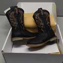 Rollda Kids Cowboy Boots for Boys Girls Western Square Toe Cowgirl Boots with Walking Heel (Size: 8 Toddler) (Black)