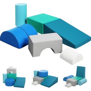 Kids Climbing Toys Foam Blocks: 6PCS PU Leather Foam Climbing Blocks for Toddlers - Soft Play Set Indoor Play Gym - Crawling Activity Play Structure for Preschoolers Playtime Corner Climber (Modern)