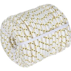 findmall 3/4 Inch 150 Feet 24 Strands Braided Line Tree Felling String High Strength Polyester Rope for Swing Camping Bundling White Yellow Black